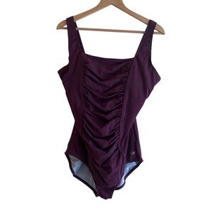 Speedo Women's Endurance Shirred Tank One Piece Swimsuit Woman 16 Maroon Resort